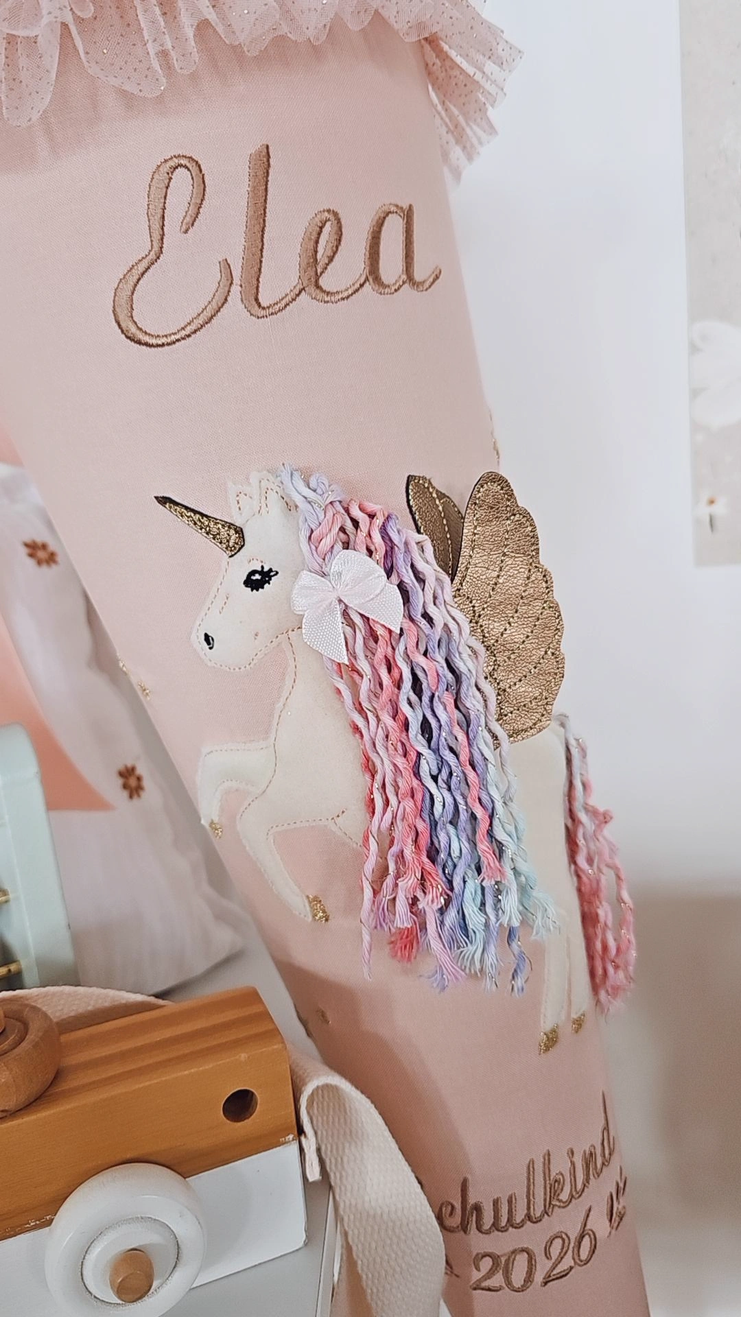 Schultüte Pegasus  Tüllrüsche  | atelier-kleeblatt.de | Jetzt Kaufen