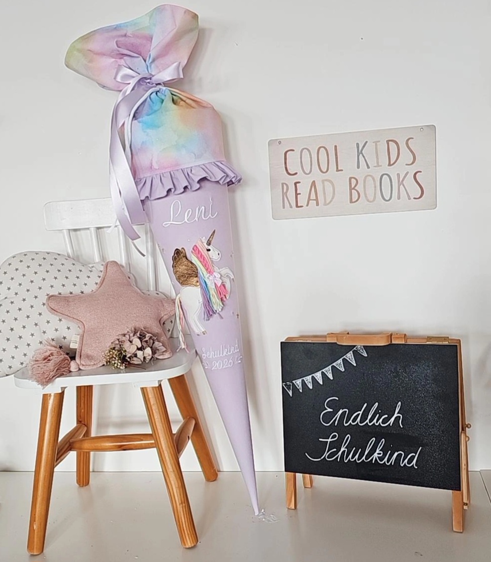 Schultüte Rainbow Pegasus flieder | atelier-kleeblatt.de | Jetzt Kaufen