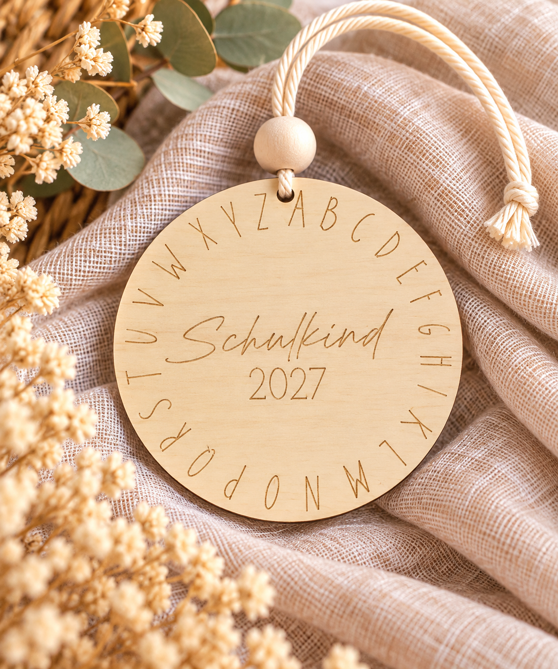 Holzscheibe ABC Schulkind 2027  | atelier-kleeblatt.de | Jetzt Kaufen