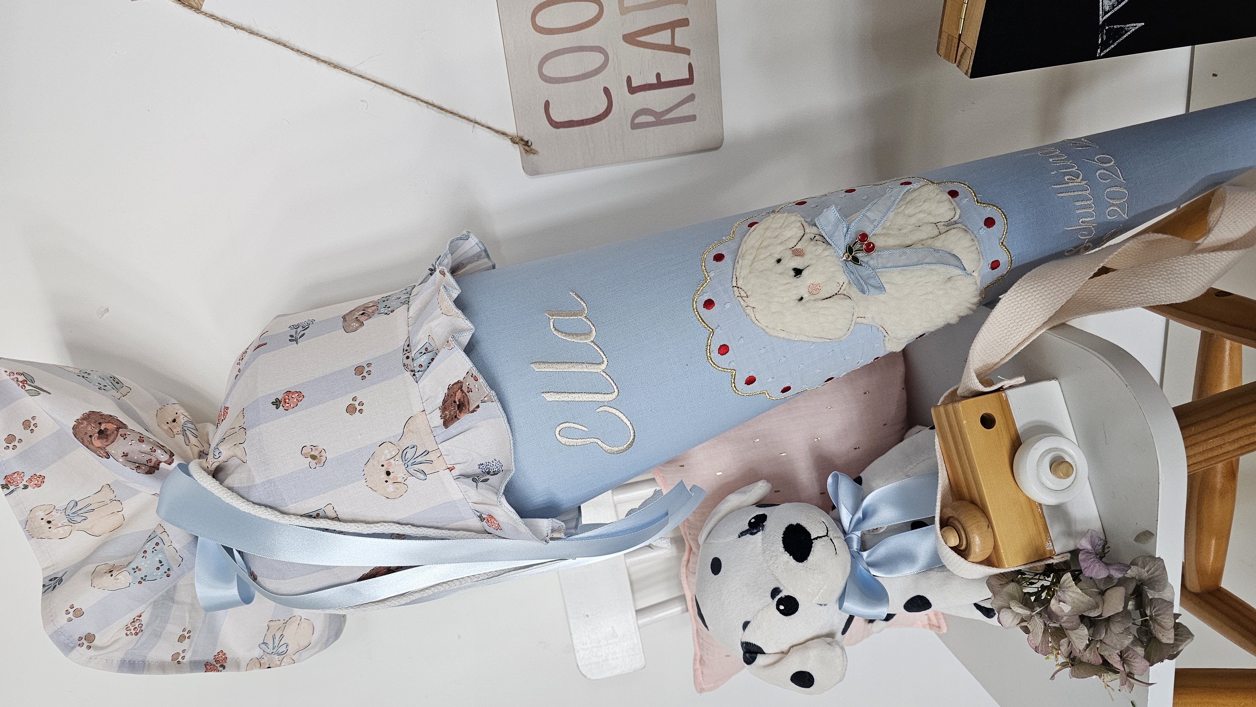 Schultüte Hund hellblau | atelier-kleeblatt.de | Jetzt Kaufen