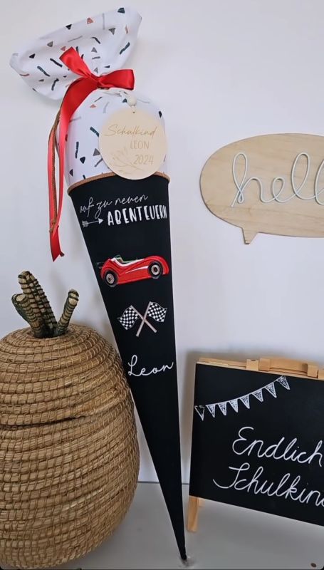 Schultüten mit Motiv & Namen aus Stoff genäht | Atelier Kleeblatt